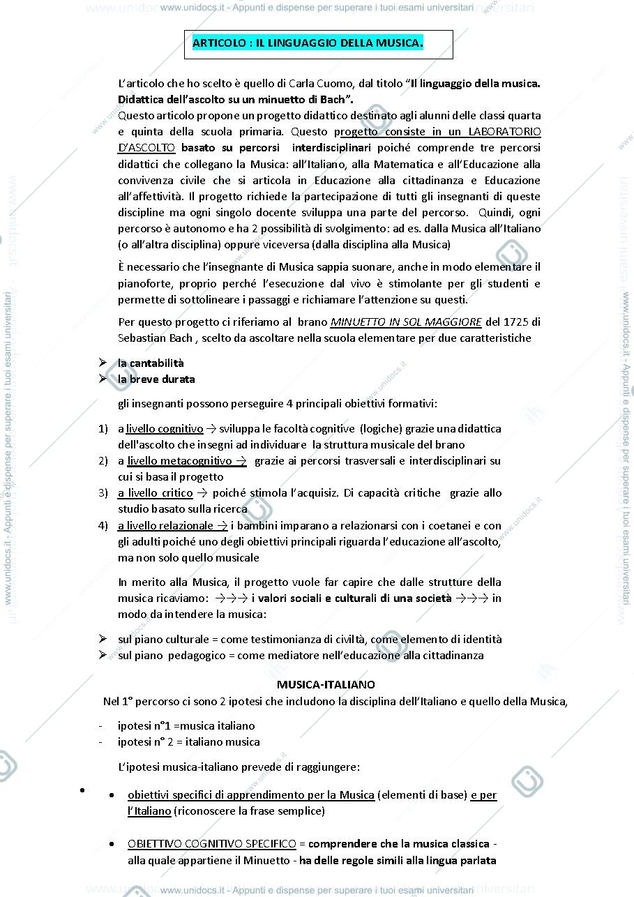 Anteprima pagina 1 — Articolo "Il linguaggio della musica" Cuomo