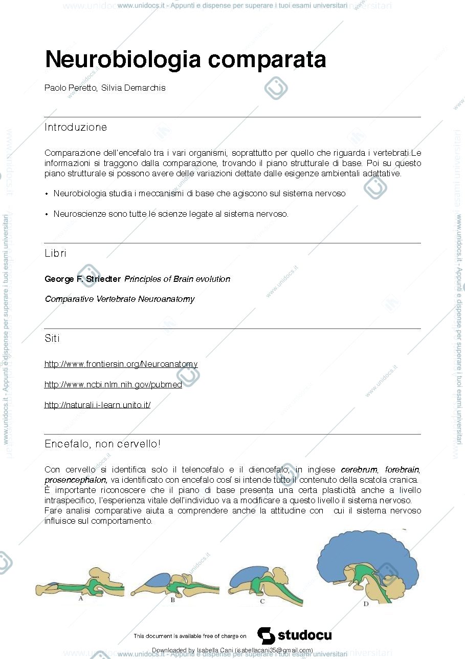 Anteprima pagina 2 — Neurobiologia comparata