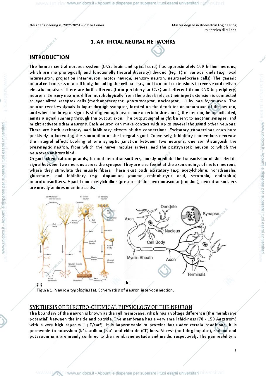 Anteprima pagina 1 — Neuroengineering (I) 2022‐2023 – Pietro Cerveri