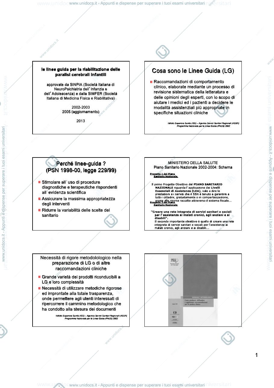 Anteprima pagina 1 — linee guida Paralisi Cerebrale Infantile 