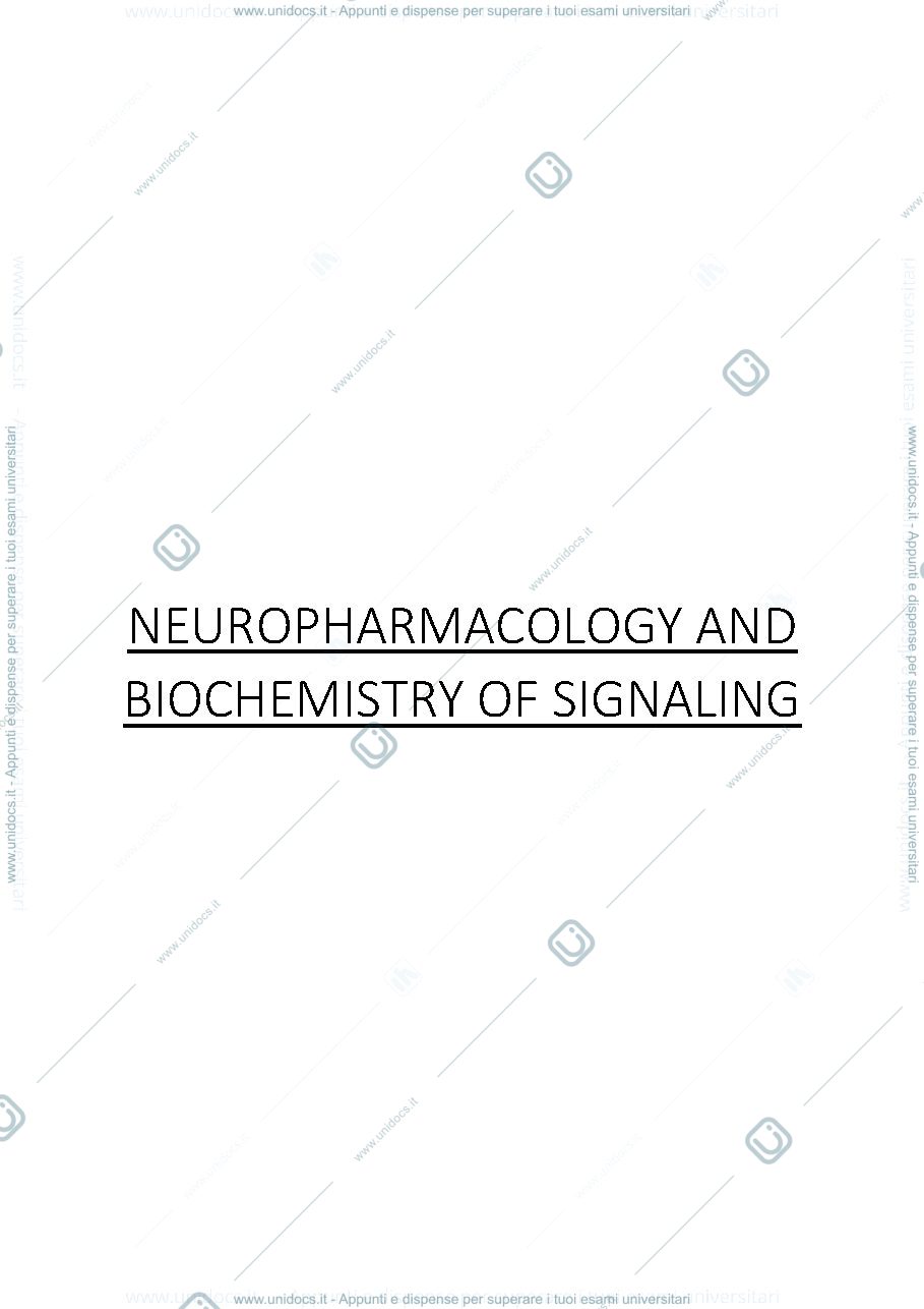 Anteprima pagina 1 — NEUROPHARMACOLOGY AND BIOCHEMISTRY OF SIGNALING notes