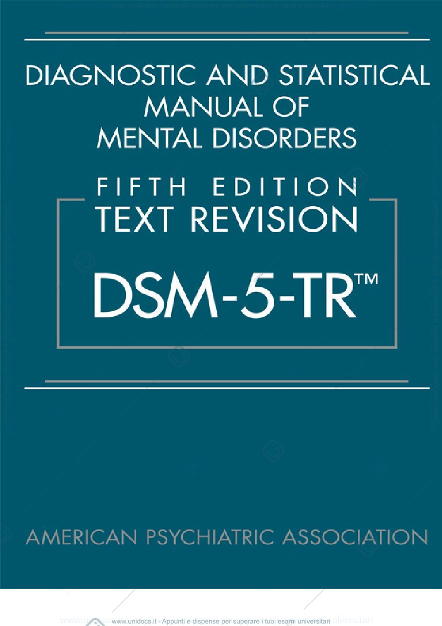 Anteprima pagina 1 — Manuale diagnostico e statistico dei disturbi mentali, quinta edizione, Text Revision (DSM-5-TR)