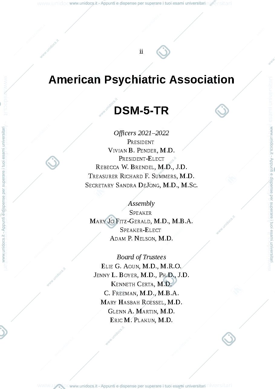 Anteprima pagina 5 — Manuale diagnostico e statistico dei disturbi mentali, quinta edizione, Text Revision (DSM-5-TR)