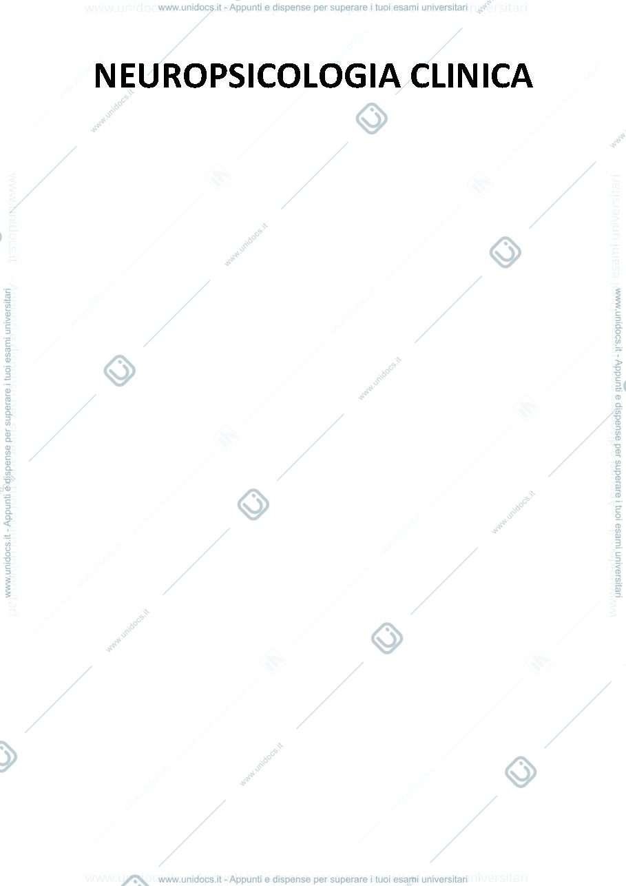 Anteprima pagina 1 — Appunti neuropsicologia clinica 