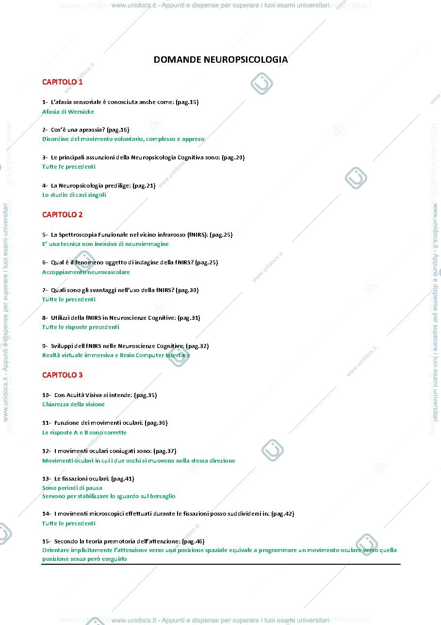 Anteprima pagina 1 — Neuropsicologia cognitiva