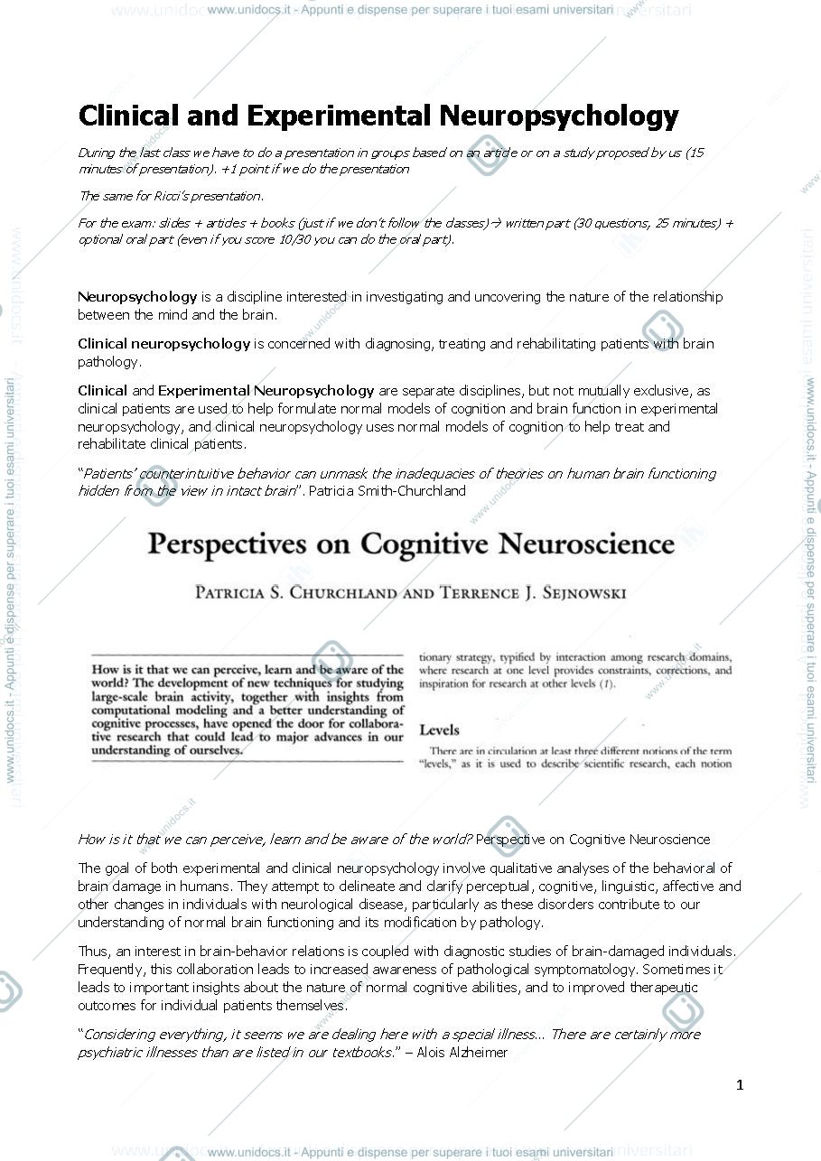 Anteprima pagina 1 — Clinical neuropsychology