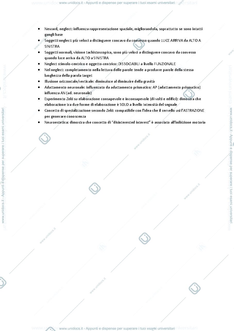 Anteprima pagina 1 — Domande neuropsicologia sperimentale e clinica