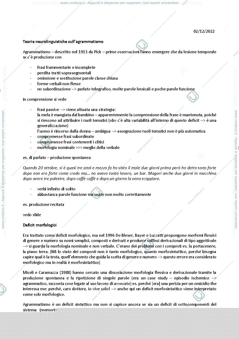 Anteprima pagina 1 — esercitazione neuropsicologia