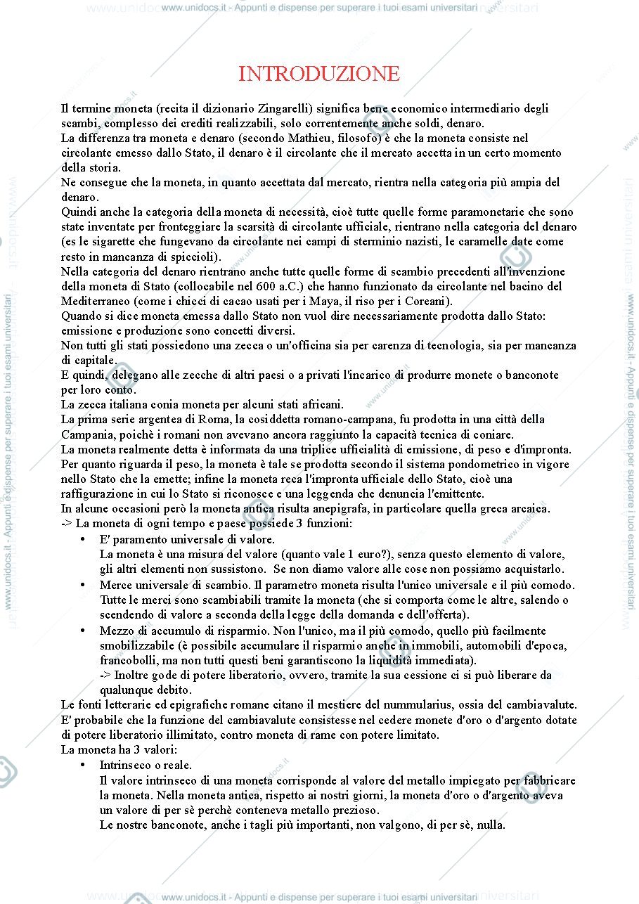Anteprima pagina 1 — E' una sintesi del libro di Savio - "Monete romane"