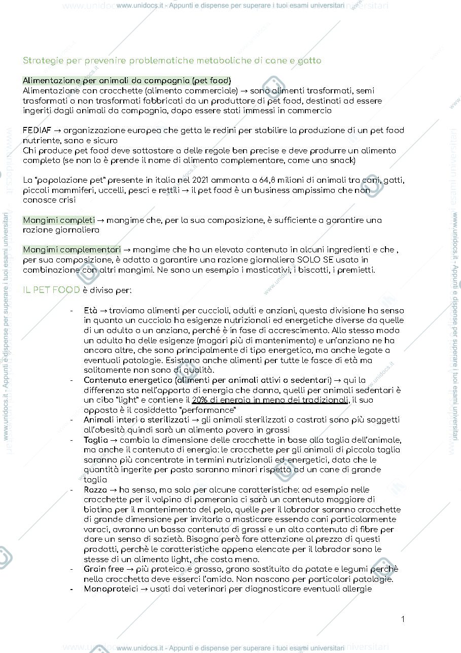 Anteprima pagina 1 — Nutrizione degli animali da compagnia 