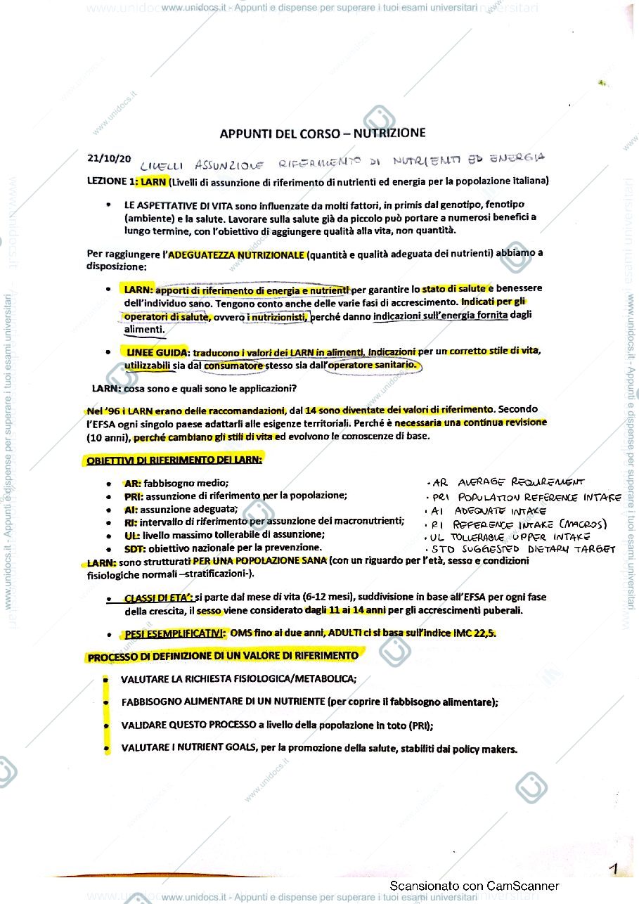 Anteprima pagina 1 — Nutrizione