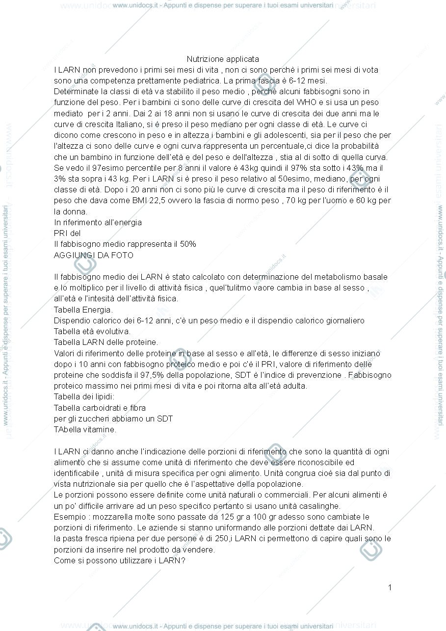 Anteprima pagina 1 — Nutrizione applicata 