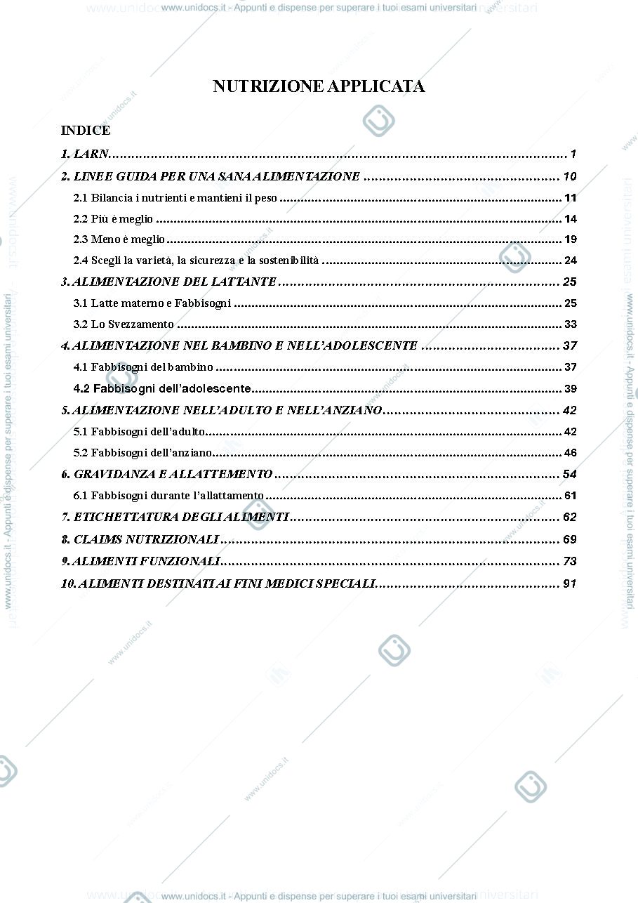 Anteprima pagina 1 — Nutrizione applicata - Modulo Leone