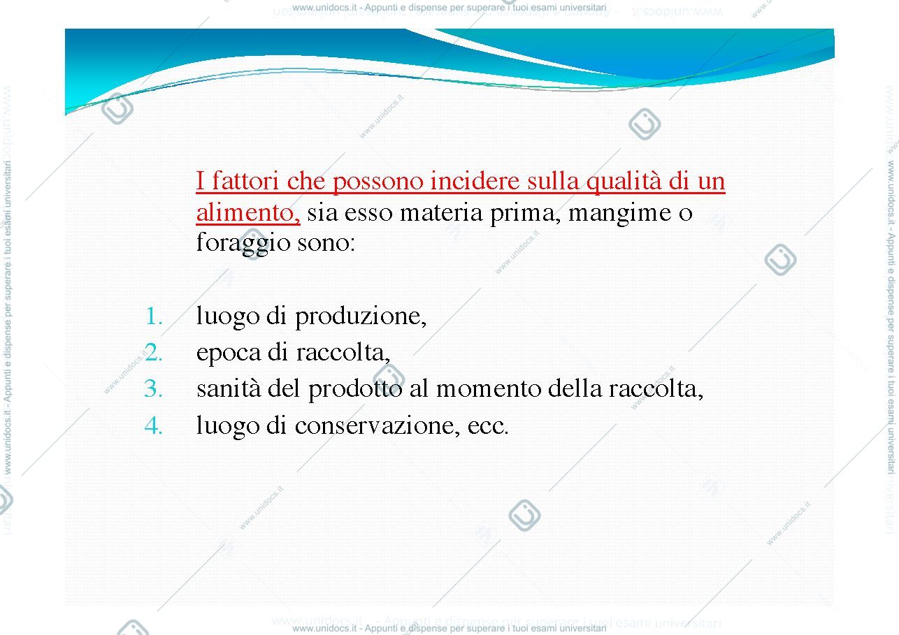 Anteprima pagina 2 — Caratteristiche principali degli alimenti