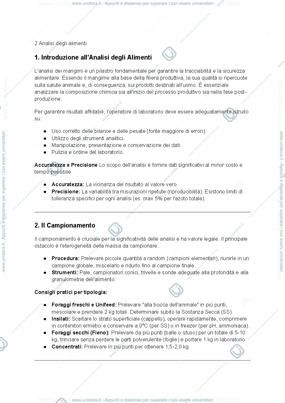 Anteprima pagina 1 — Analisi degli alimenti