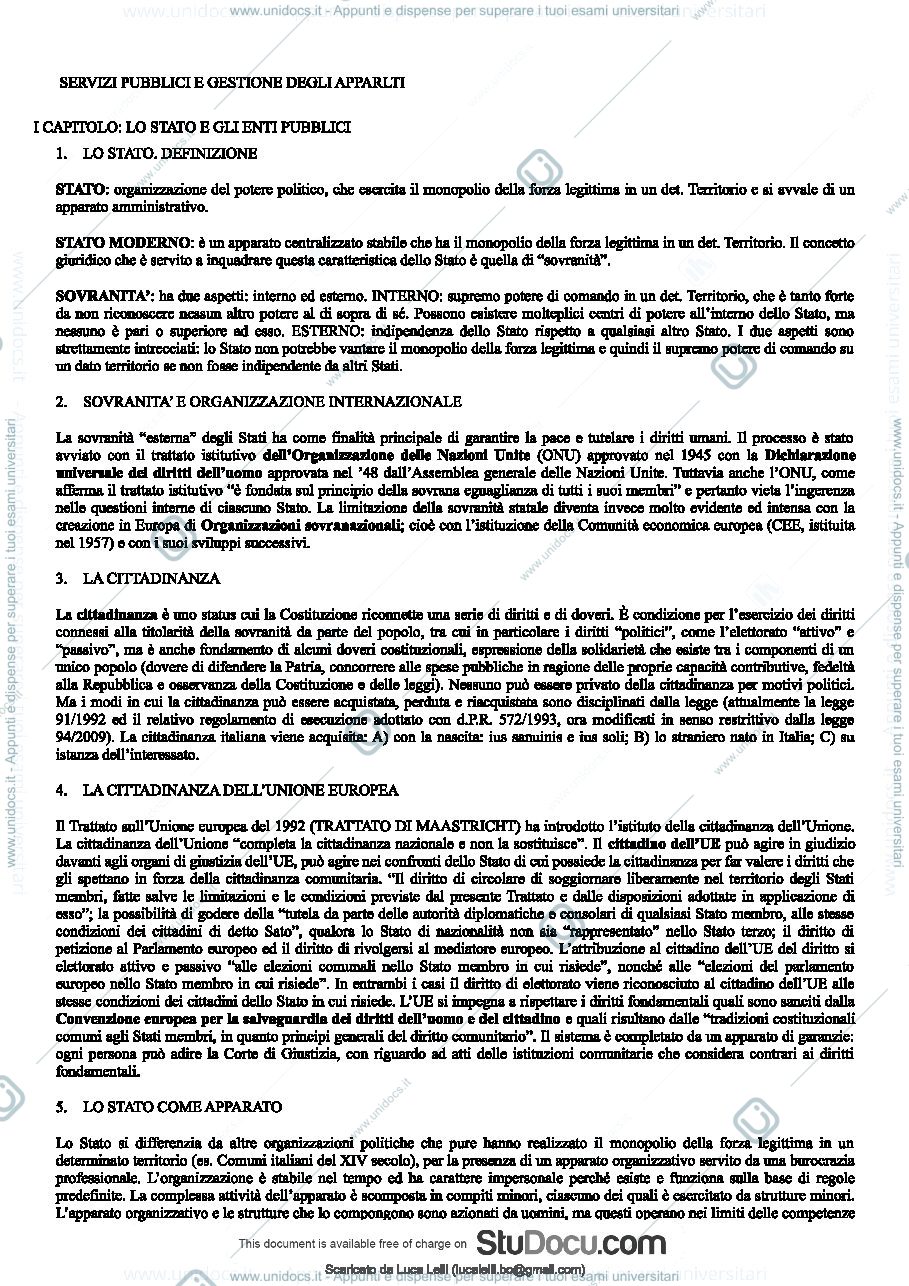 Anteprima pagina 1 — Appunti esame Bottari