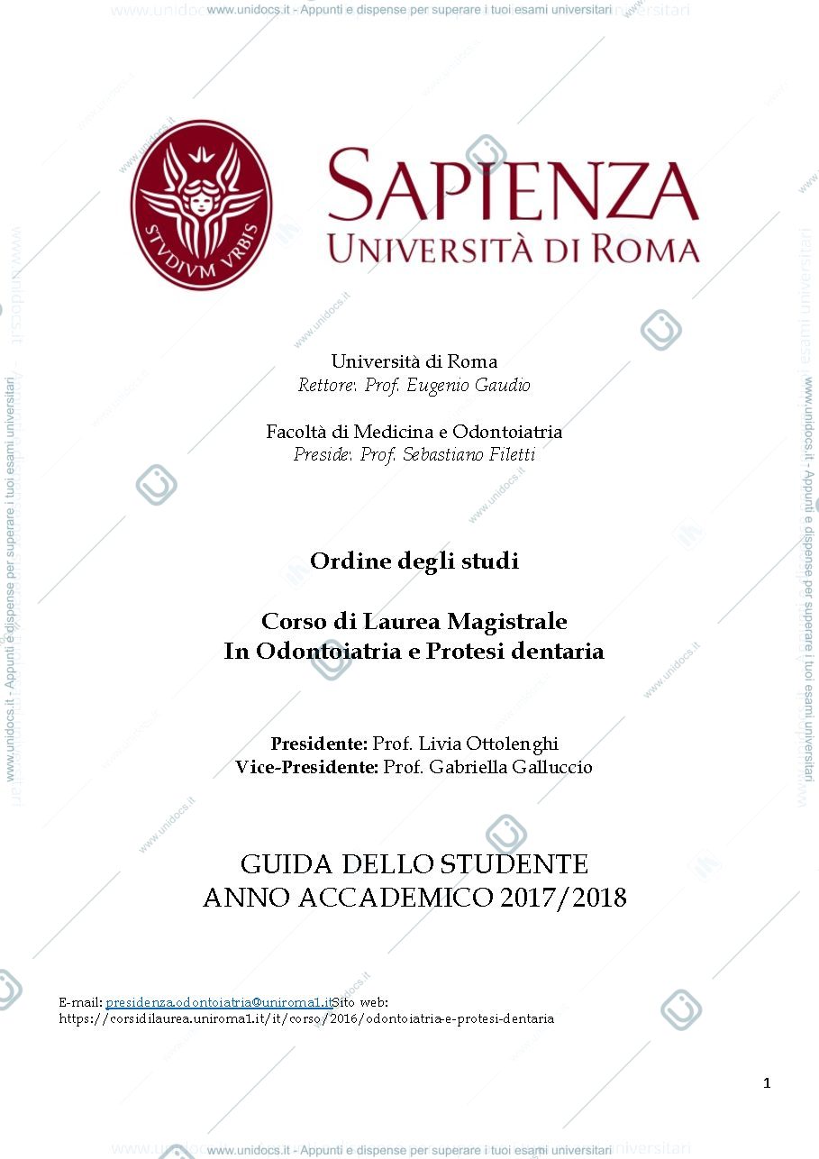 Anteprima pagina 1 — GUIDA DELLO STUDENTE ANNO ACCADEMICO 2017/2018