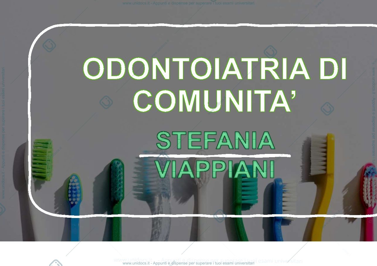 Anteprima pagina 1 — Odontoiatria di comunità 