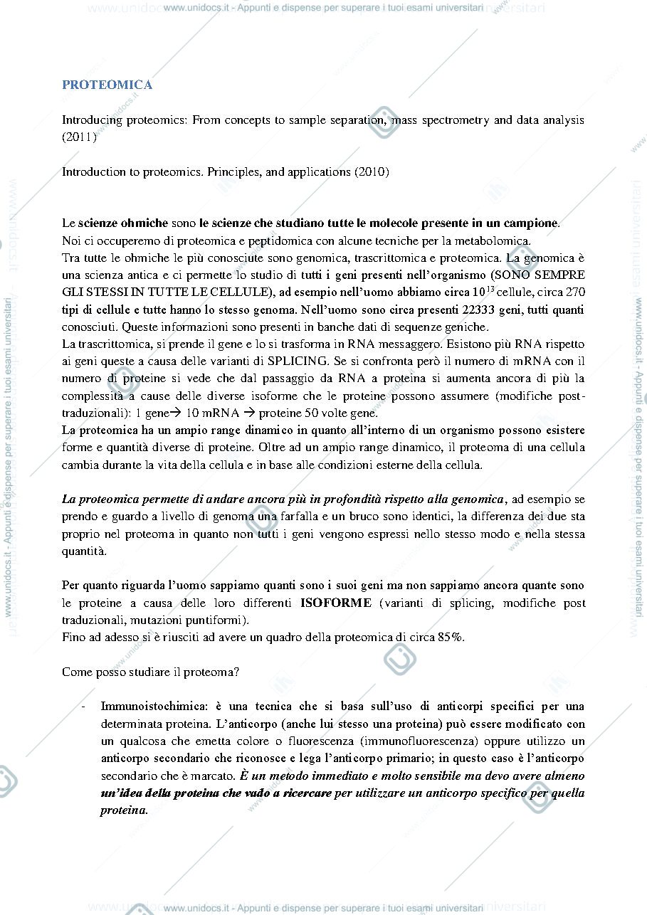 Anteprima pagina 1 — Proteomica 