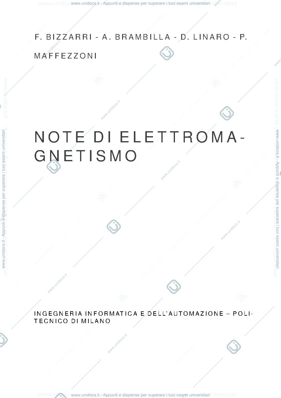 Anteprima pagina 1 — Dispensa Campi elettromagnetici