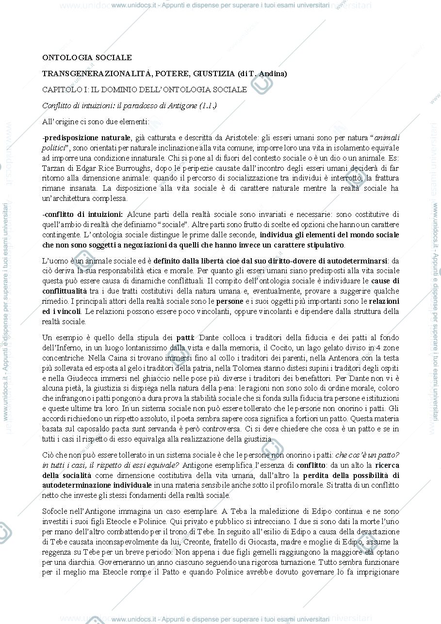 Anteprima pagina 1 — Riassunto testo TRANSGENERAZIONALITÀ, POTERE, GIUSTIZIA