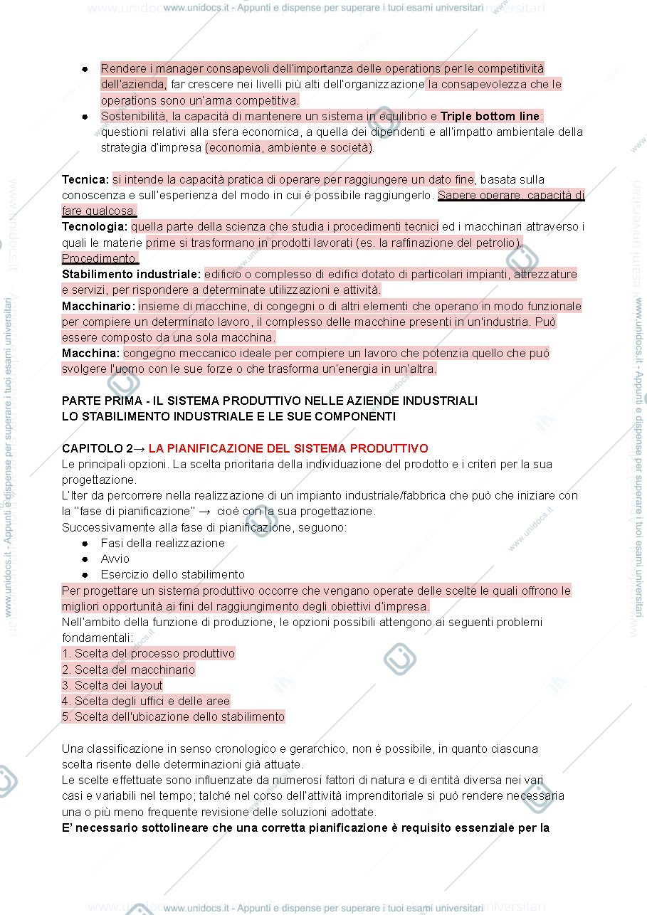Anteprima pagina 3 — Riassunto operation management