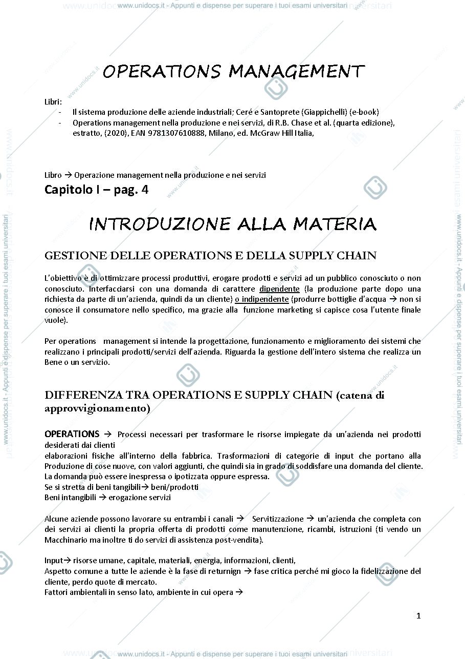 Anteprima pagina 1 — Appuntis Operation Management
