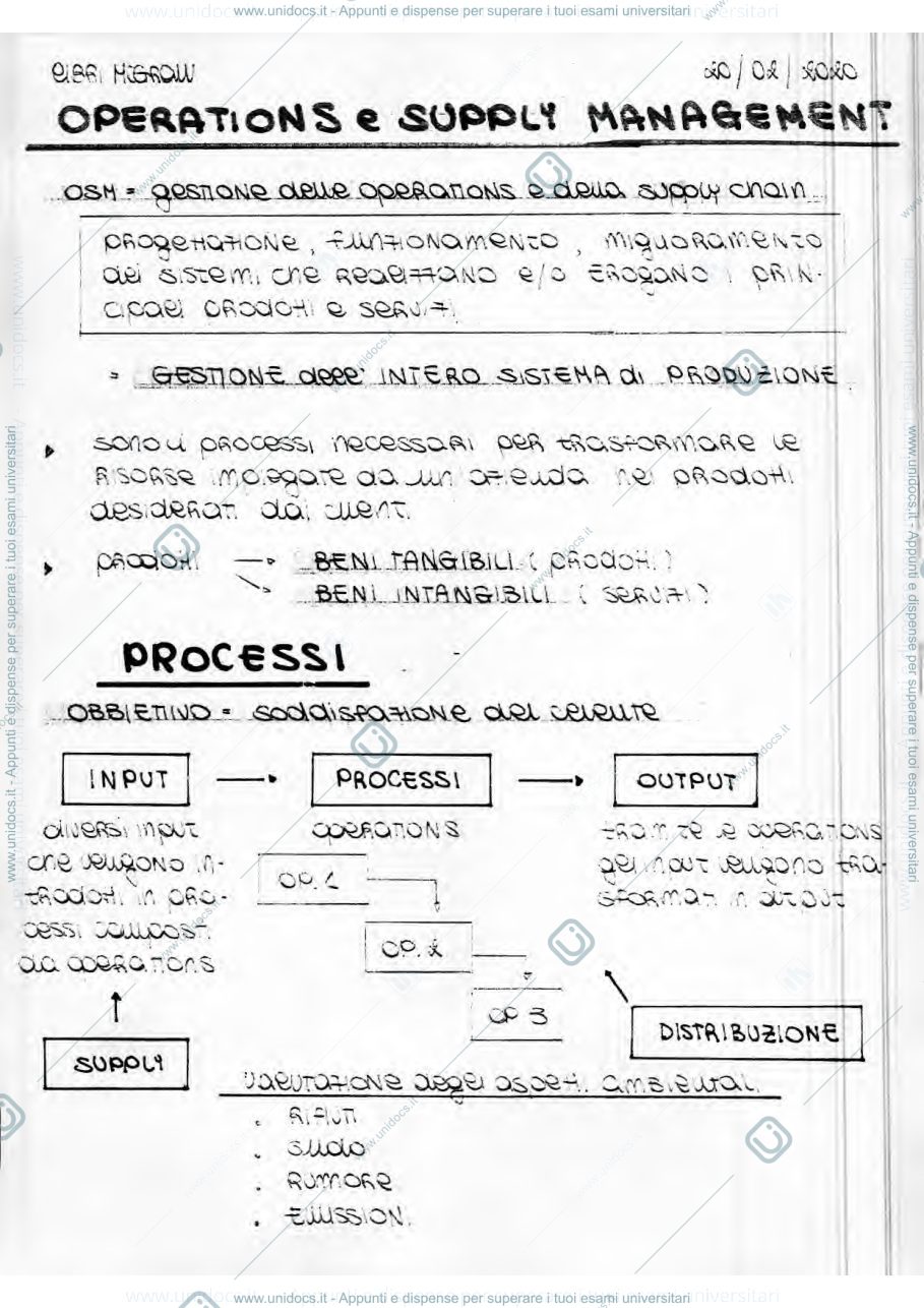 Anteprima pagina 1 — appunti di operation management
