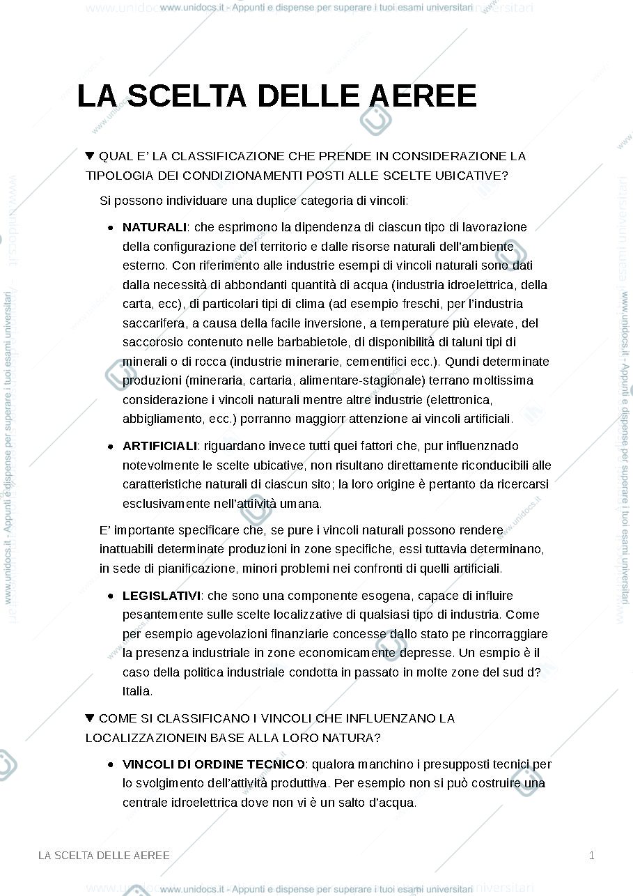 Anteprima pagina 1 — La scelta delle aree