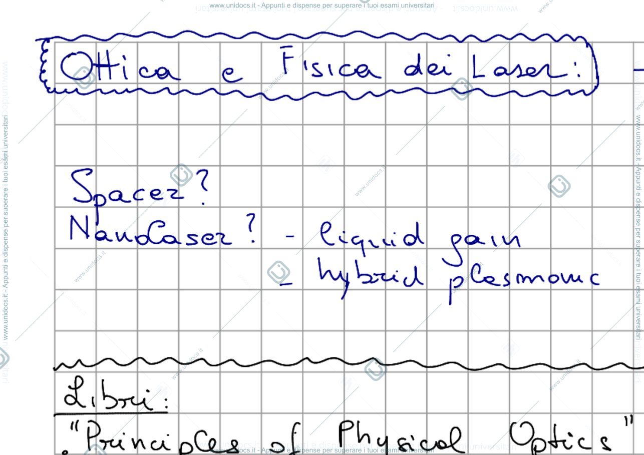 Anteprima pagina 1 — appunti su laser  e ottica parte 1