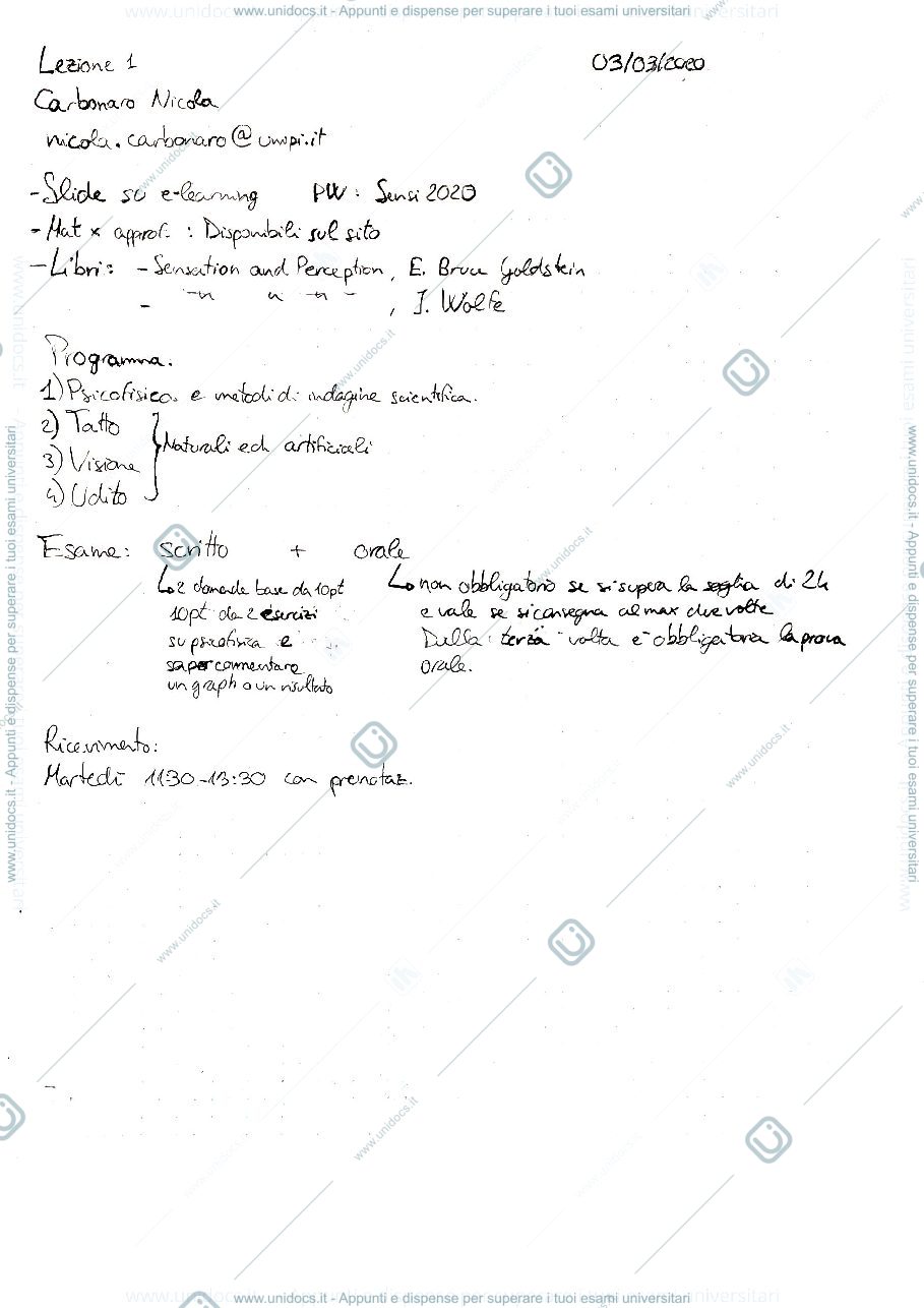 Anteprima pagina 1 — SENSI NATURALI E ARTIFICIALI