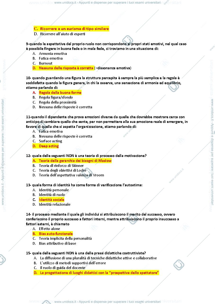 Anteprima pagina 2 — DOMANDE ORGANIZZAZIONE AZIENDALE