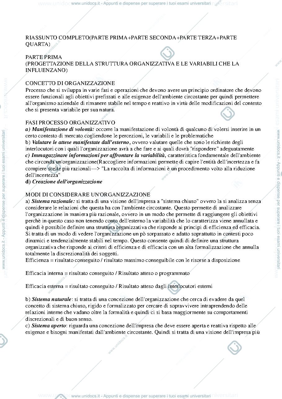 Anteprima pagina 1 — Organizzazione Aziendale prof. Varra