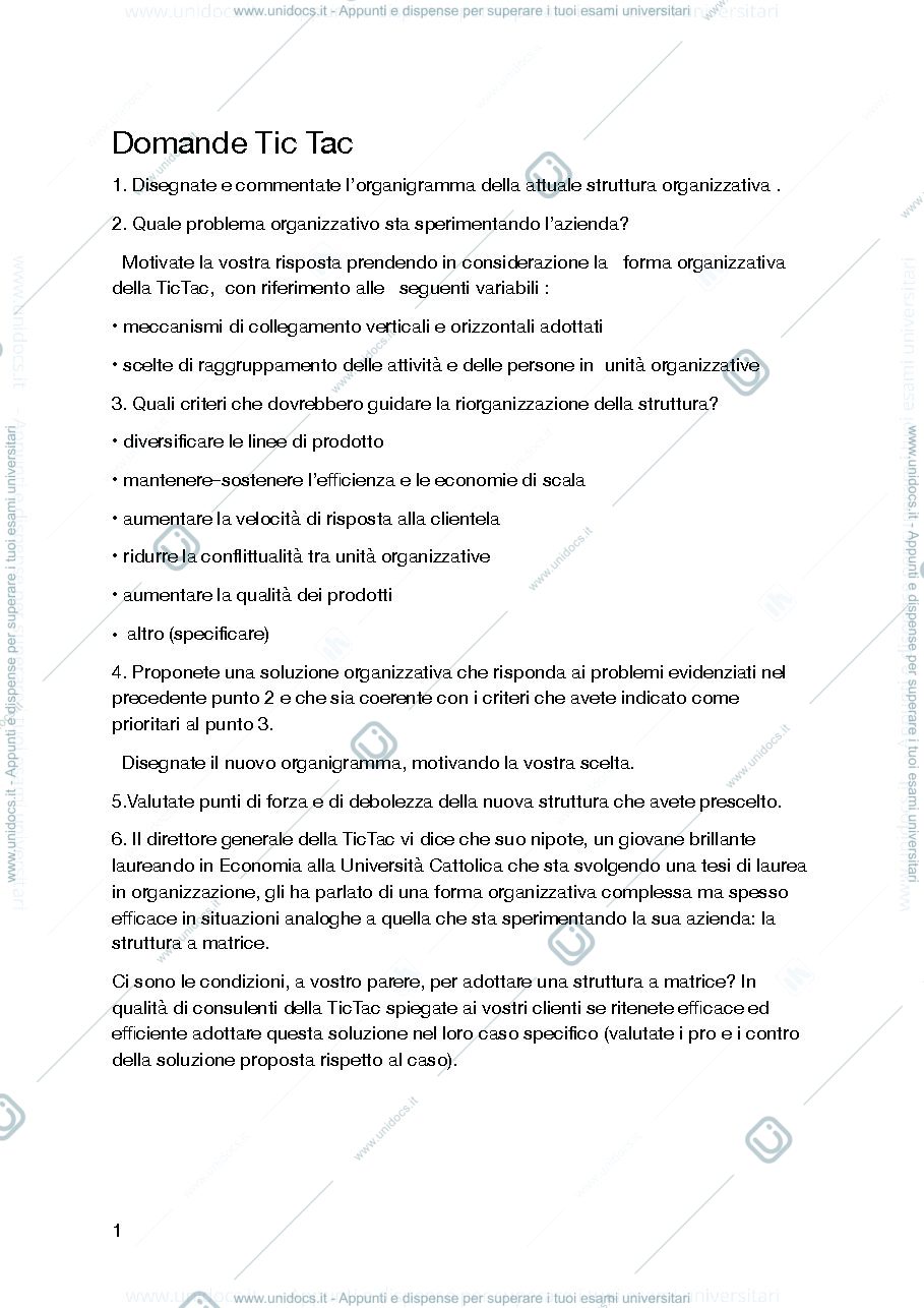 Anteprima pagina 1 — organizzazione aziendale
