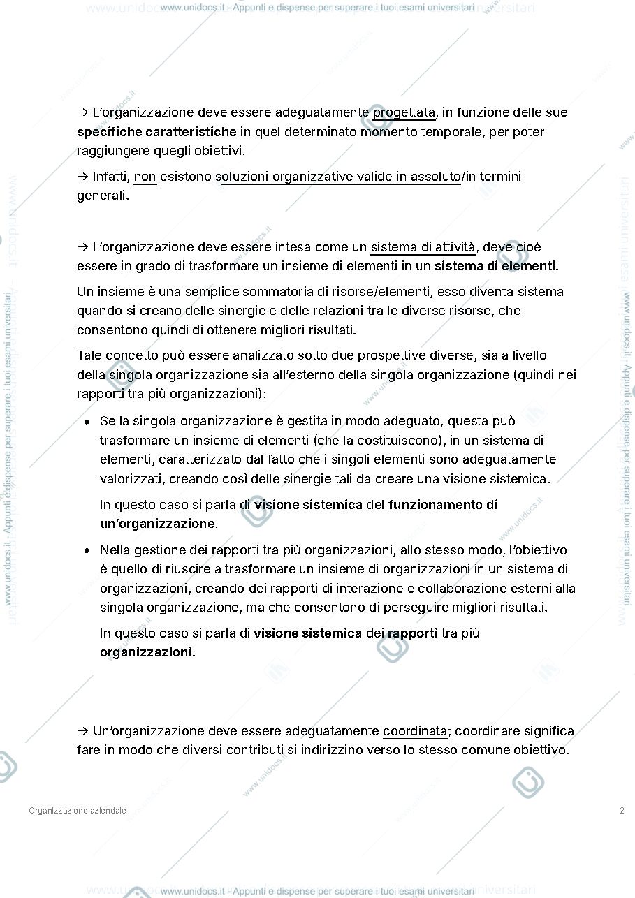 Anteprima pagina 2 — Appunti organizzazione aziendale