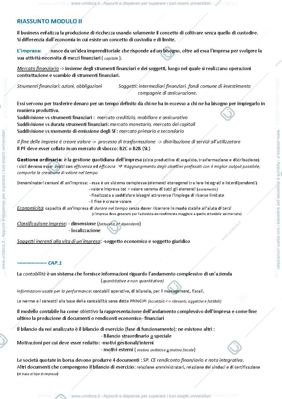 Anteprima pagina 1 — Riassunto MOD 2