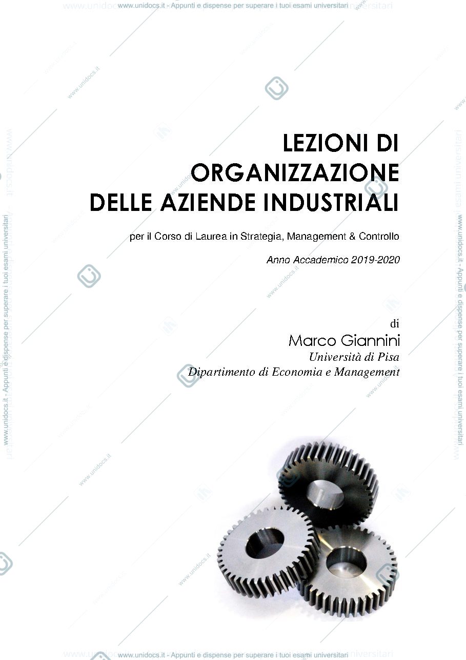 Anteprima pagina 1 — Corso Organizzazione aziende industriali 