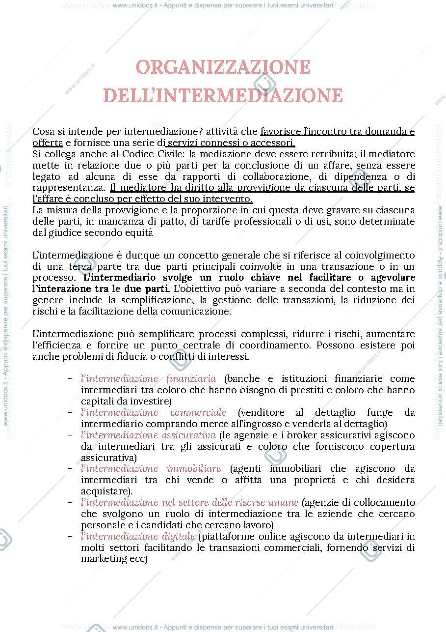 Anteprima pagina 1 — organizzazione dell’intermediazione 
