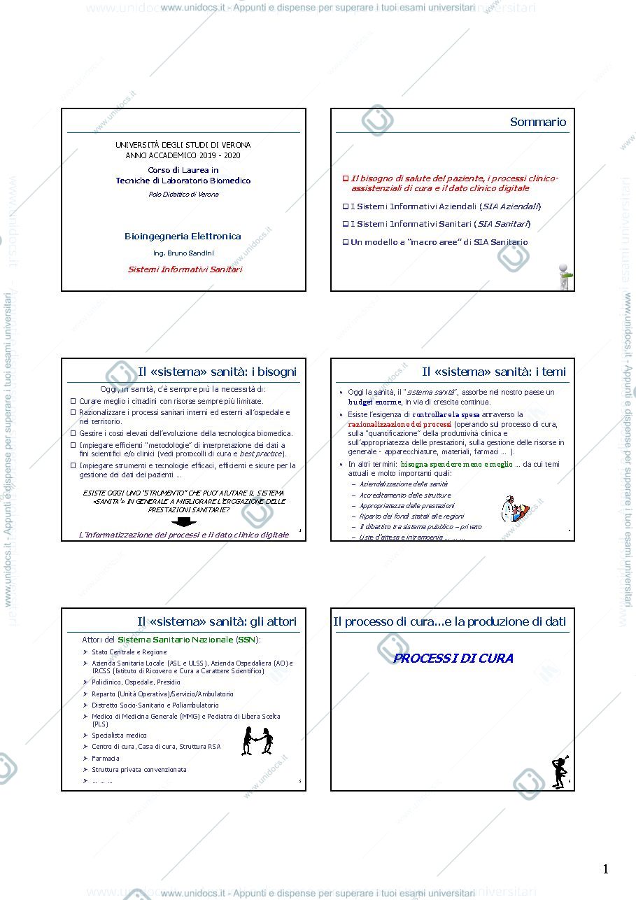 Anteprima pagina 1 — processo di cura , SIA