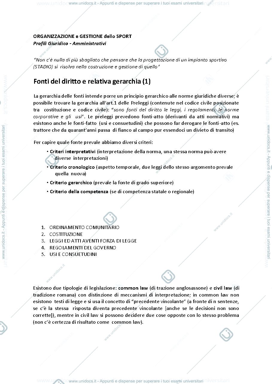 Anteprima pagina 1 — ORGANIZZAZIONE e GESTIONE dello SPORT