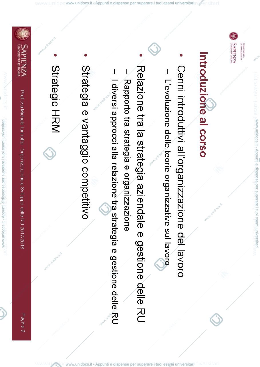 Anteprima pagina 2 — file completo delle slides di organizzazione e sviluppo delle risorse umane 