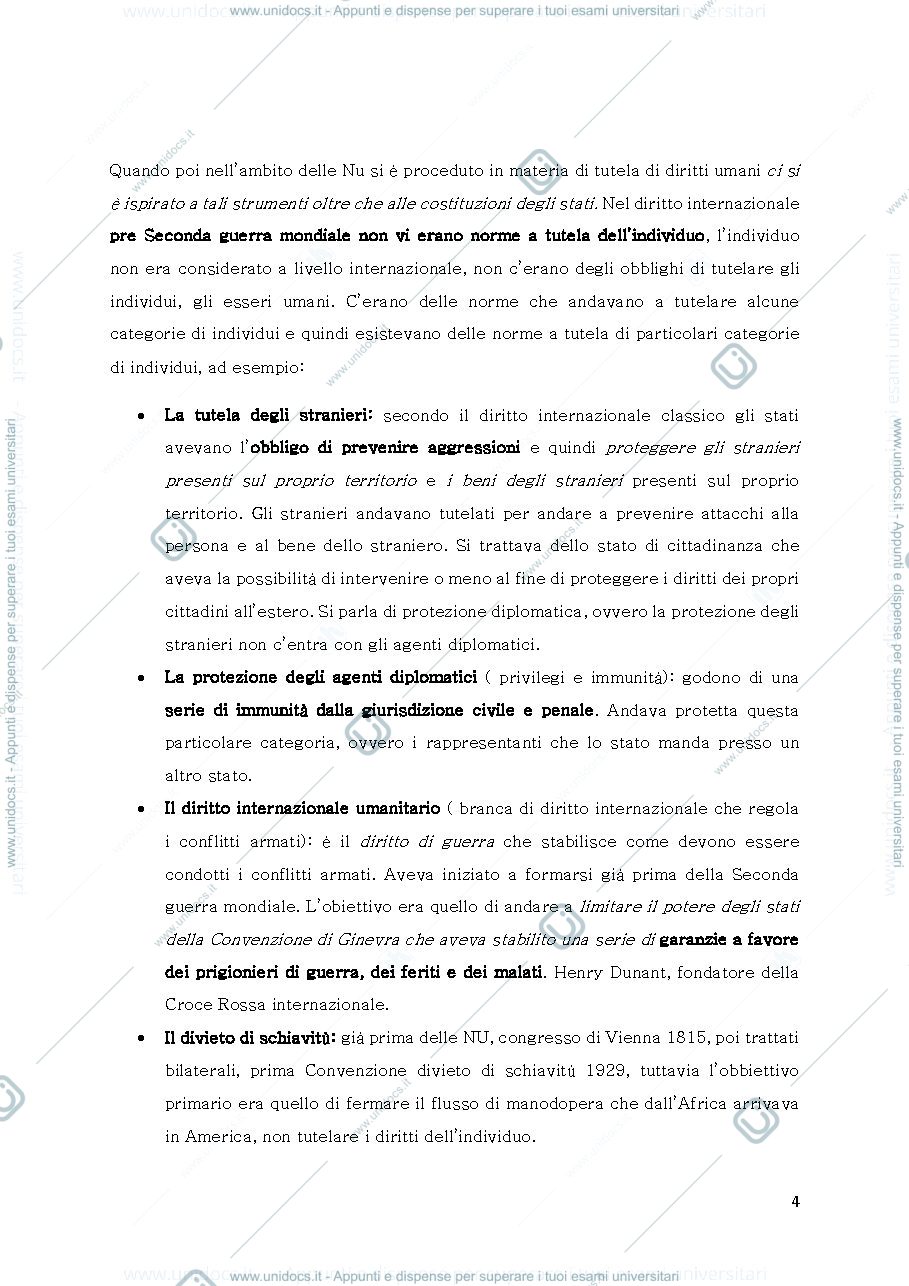 Anteprima pagina 4 — Appunti  Tutela internazionale dei diritti umani 