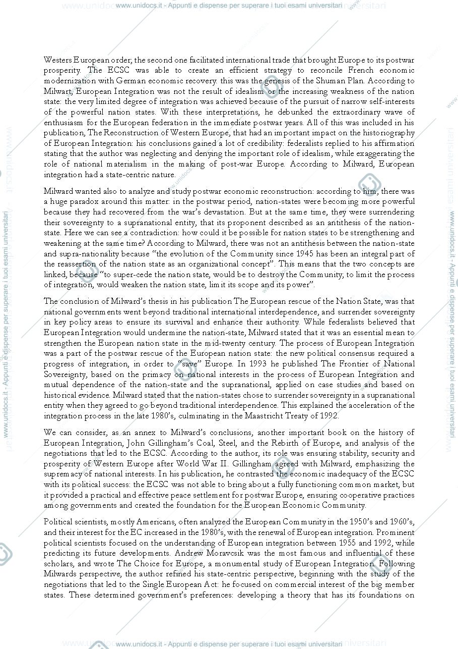 Anteprima pagina 2 — Different approaches to european integration after 1945: INTEGRATION THEORIES (Dinan, Hallstein, Rosamond)