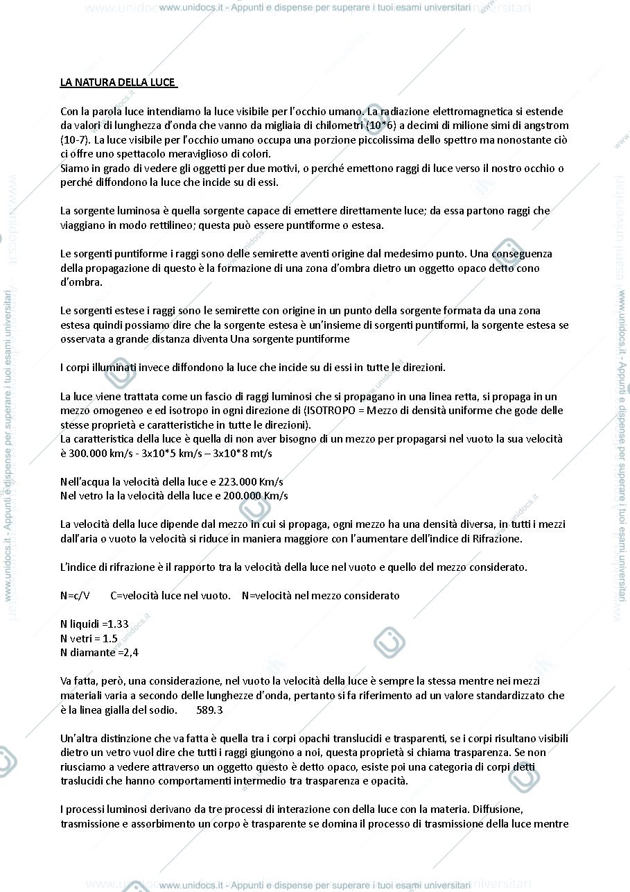 Anteprima pagina 1 — Ottica geometrica 