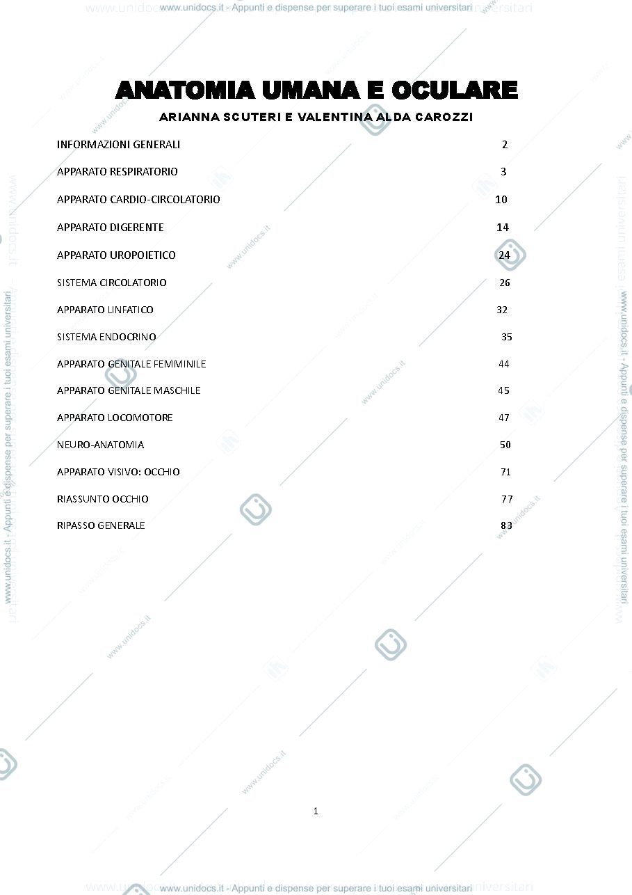 Anteprima pagina 1 — ANATOMIA UMANA E OCULARE 