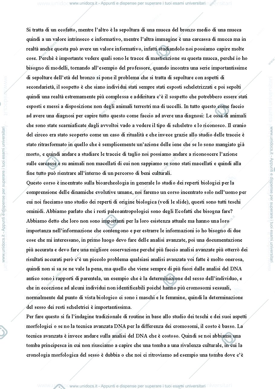 Anteprima pagina 2 — Appunti Bioarcheologia