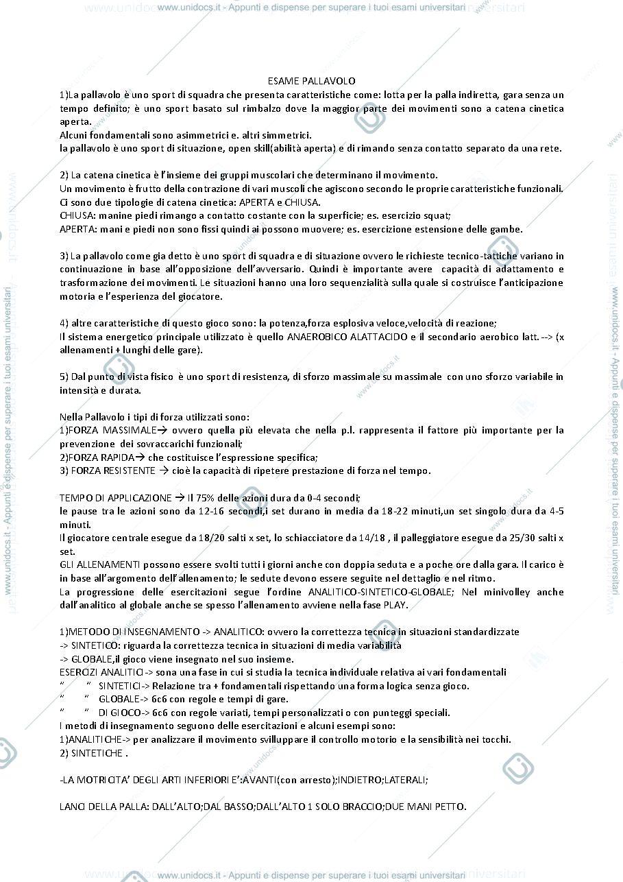 Anteprima pagina 1 — appunti (slide e lezione) pallavolo