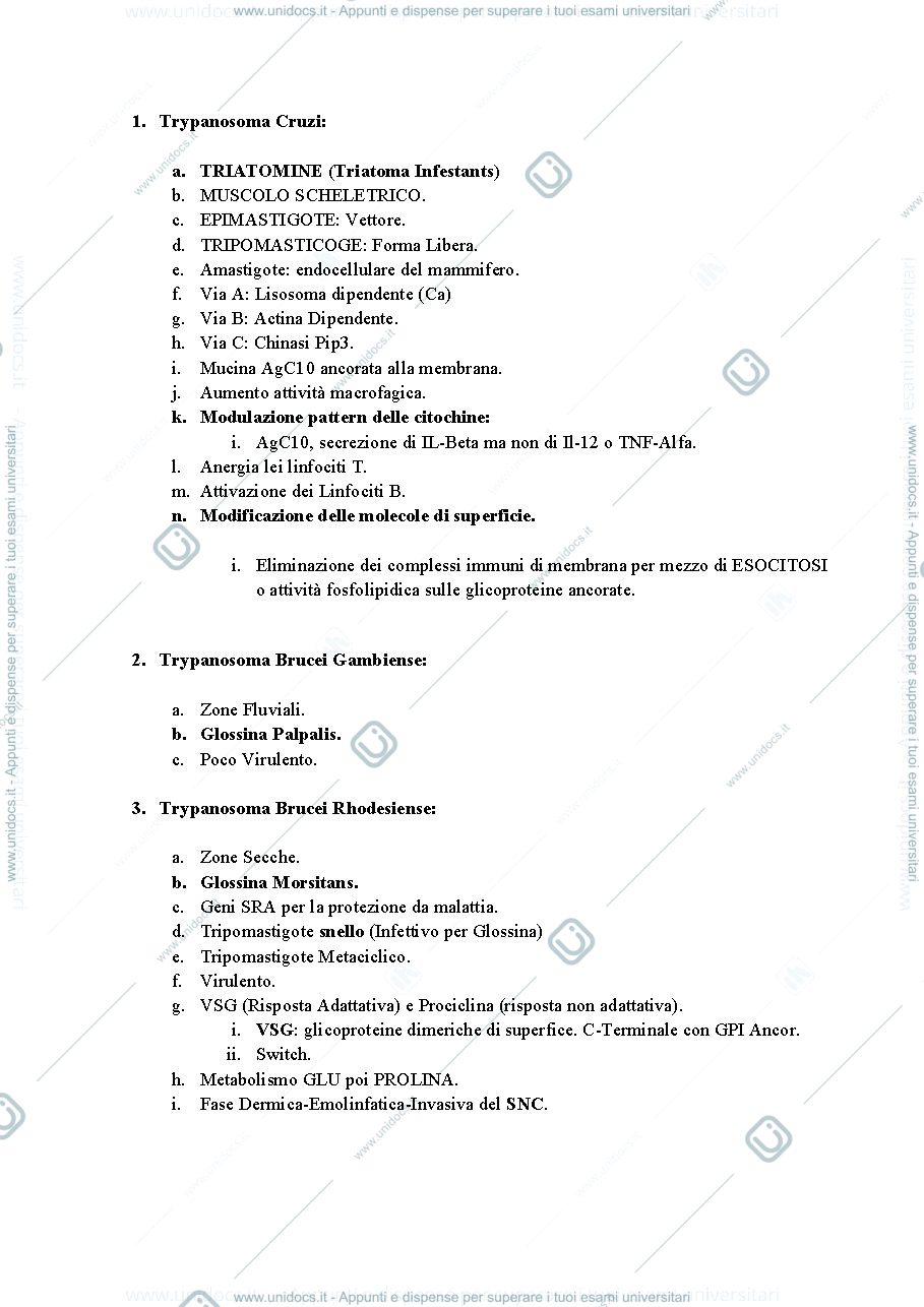 Anteprima pagina 1 — Riassunto Parassitologia