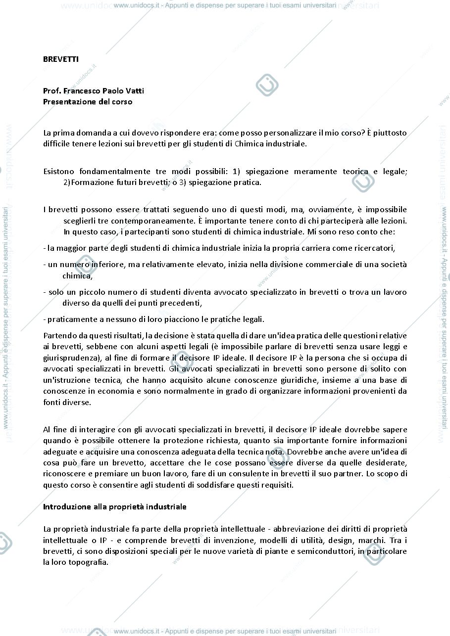 Anteprima pagina 1 — Materiale Patents