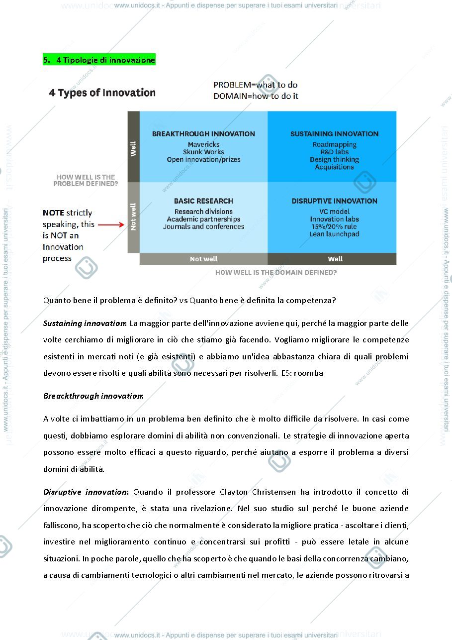 Anteprima pagina 4 — Appunti Management of innovation (no parte di patents)